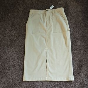 NEW Ann Taylor Loft Khaki Denim Maxi Skirt 10